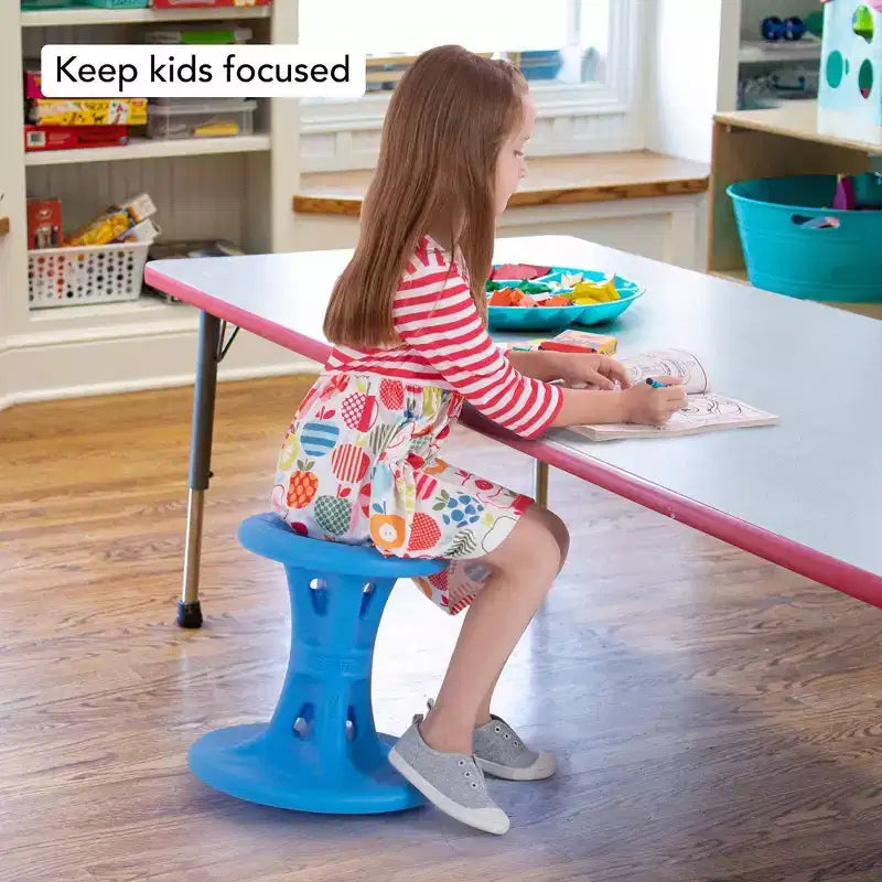 Tabouret d'équilibre en plastique bleu pour 1 enfant, hauteur fixe de 35,5 cm