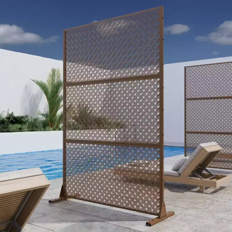 Panneau de séparation en acier tissé à deux grilles marron, simple