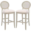 Karlee Rattan Back Barstool (Set Of 2) - SFV2132 - Safavieh Couture