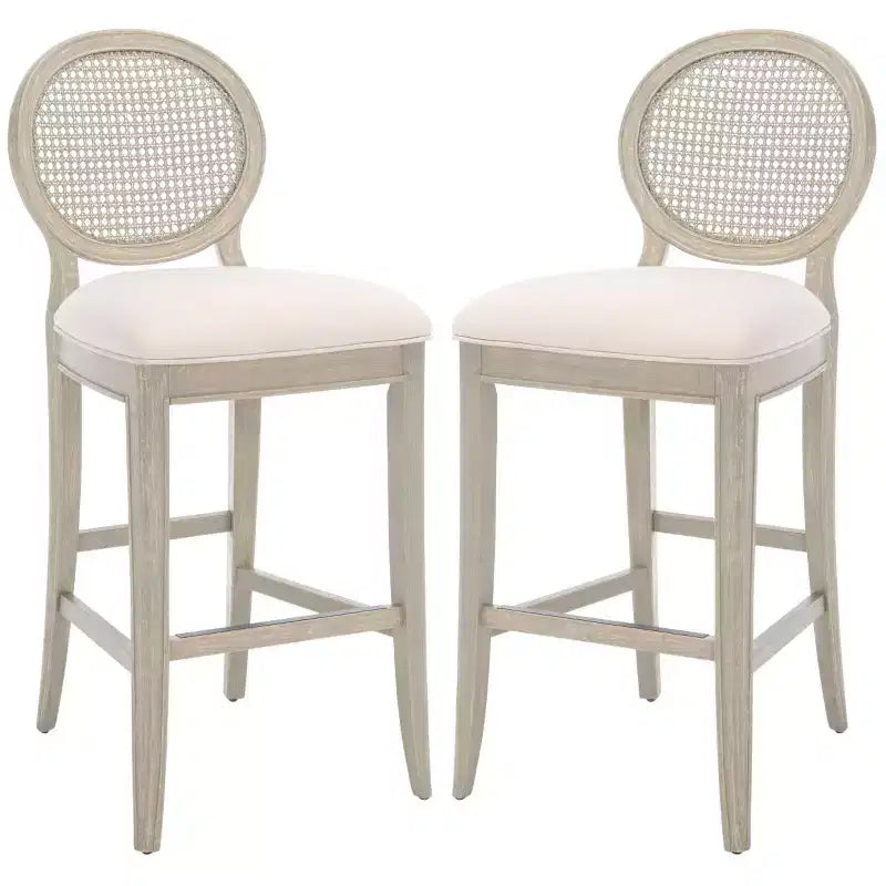 Karlee Rattan Back Barstool (Set Of 2) - SFV2132 - Safavieh Couture