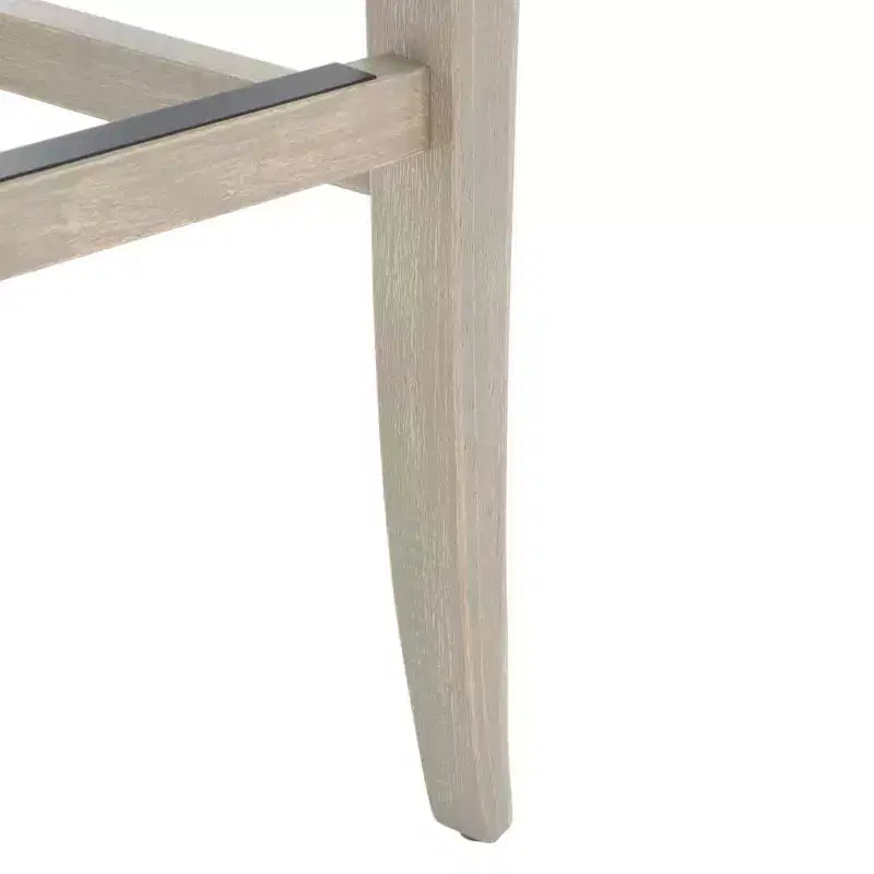 Tabouret de bar rustique gris et beige avec dossier en rotin, sans accoudoirs, dossier mi-hauteur, lot de 2
