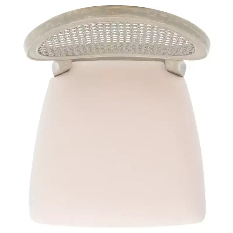 Tabouret de bar rustique gris et beige avec dossier en rotin, sans accoudoirs, dossier mi-hauteur, lot de 2