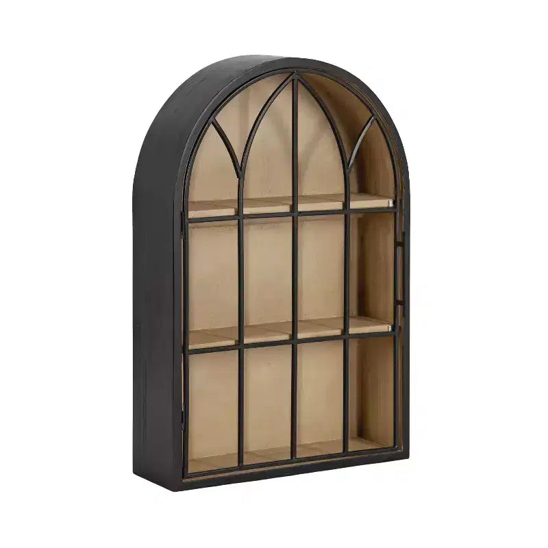Kate and Laurel Megara Arched Wall Mounted Cabinet, 16x6x24, Natural