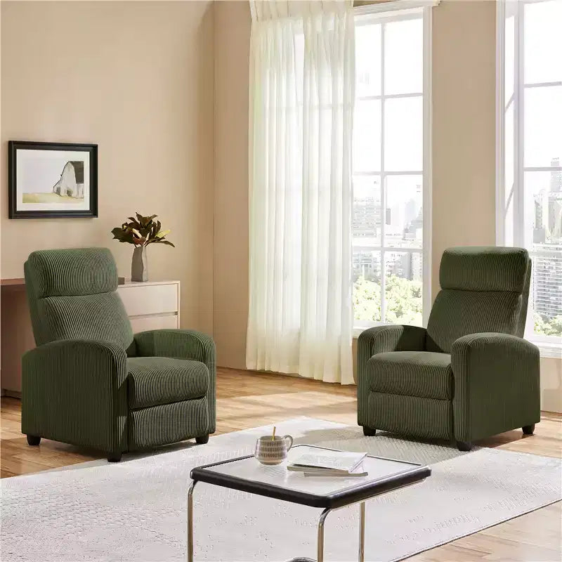 Fauteuil inclinable en velours côtelé beige/rouge brique/vert foncé/gris clair, lot de 2 (2 personnes)