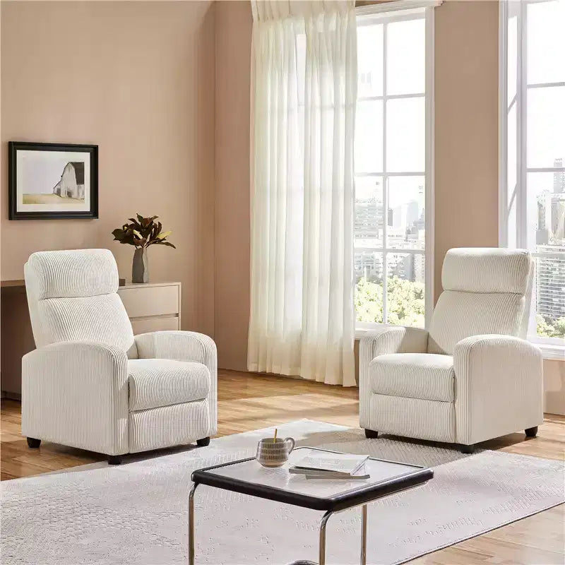 Fauteuil inclinable en velours côtelé beige/rouge brique/vert foncé/gris clair, lot de 2 (2 personnes)
