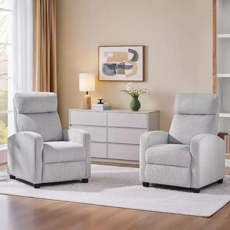 Fauteuil inclinable en velours côtelé beige/rouge brique/vert foncé/gris clair, lot de 2 (2 personnes)