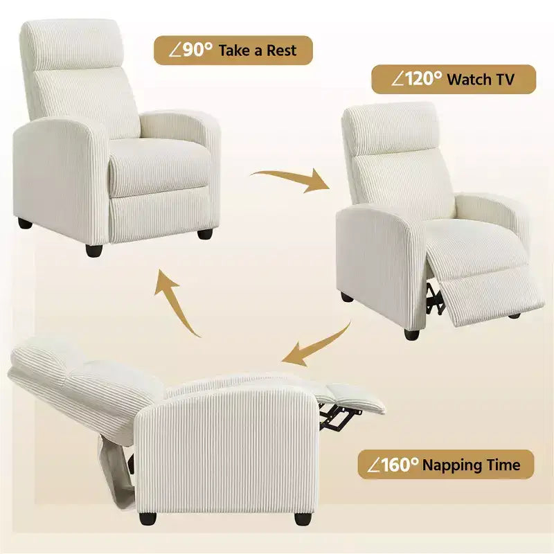 Fauteuil inclinable en velours côtelé beige/rouge brique/vert foncé/gris clair, lot de 2 (2 personnes)