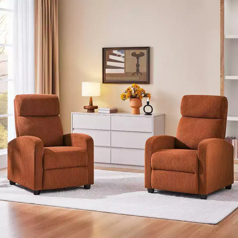 Fauteuil inclinable en velours côtelé beige/rouge brique/vert foncé/gris clair, lot de 2 (2 personnes)