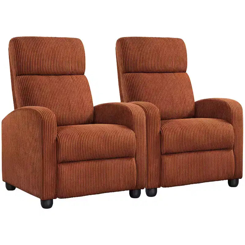 Fauteuil inclinable en velours côtelé beige/rouge brique/vert foncé/gris clair, lot de 2 (2 personnes)