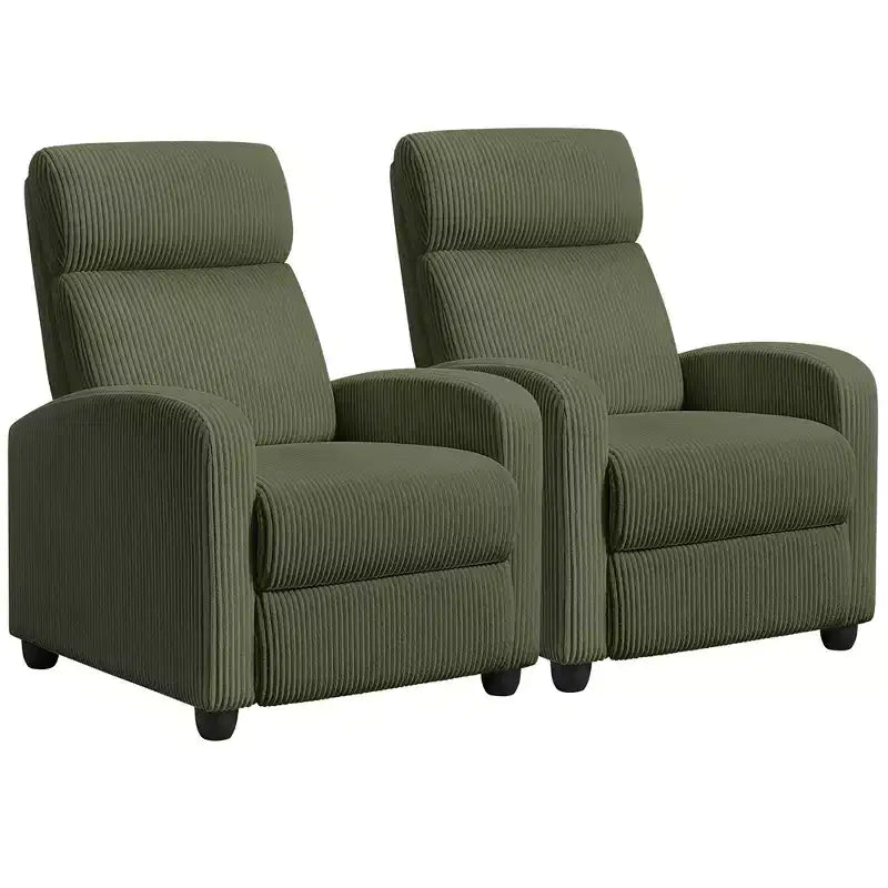 Fauteuil inclinable en velours côtelé beige/rouge brique/vert foncé/gris clair, lot de 2 (2 personnes)