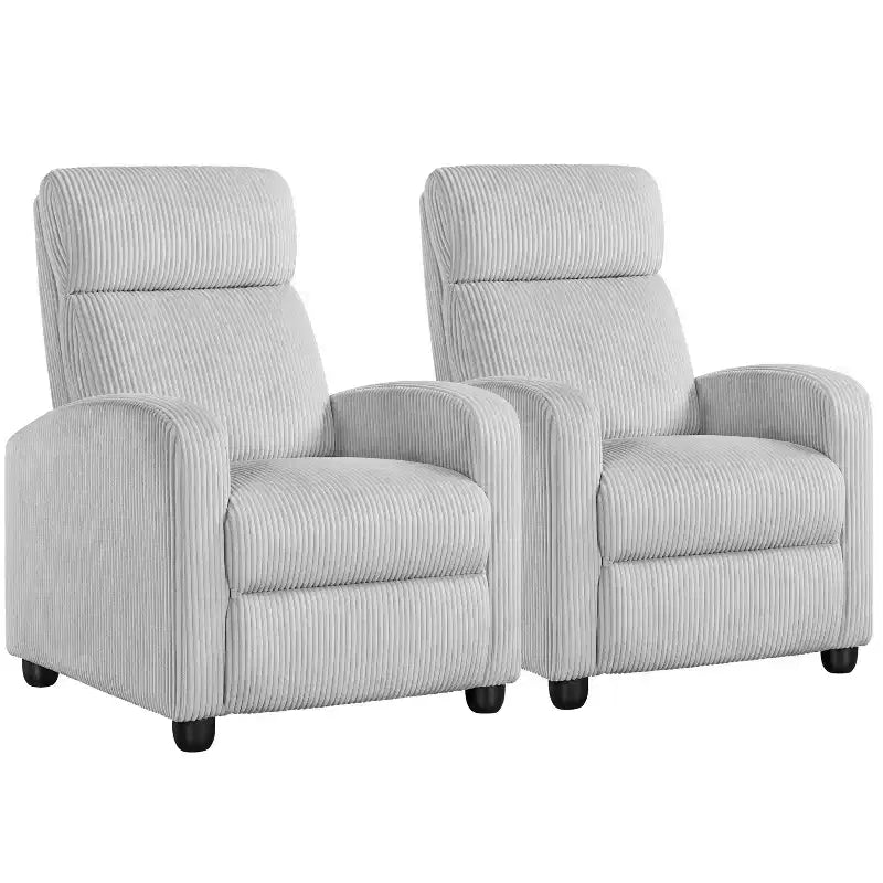 Fauteuil inclinable en velours côtelé beige/rouge brique/vert foncé/gris clair, lot de 2 (2 personnes)