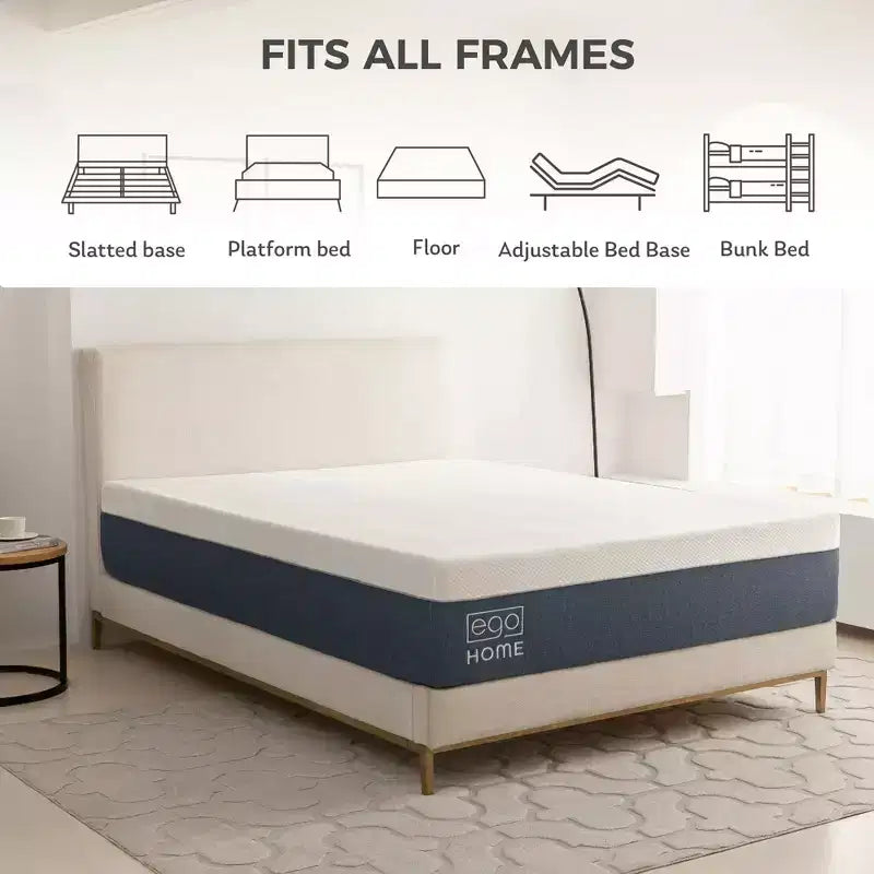 Matelas en mousse à mémoire de forme au gel 14", blanc, fermeté moyenne, 1 personne, avec housse tricotée rafraîchissante