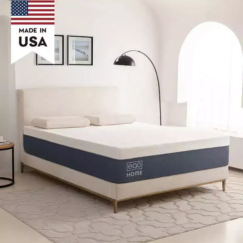 Matelas en mousse à mémoire de forme au gel 14", blanc, fermeté moyenne, 1 personne, avec housse tricotée rafraîchissante