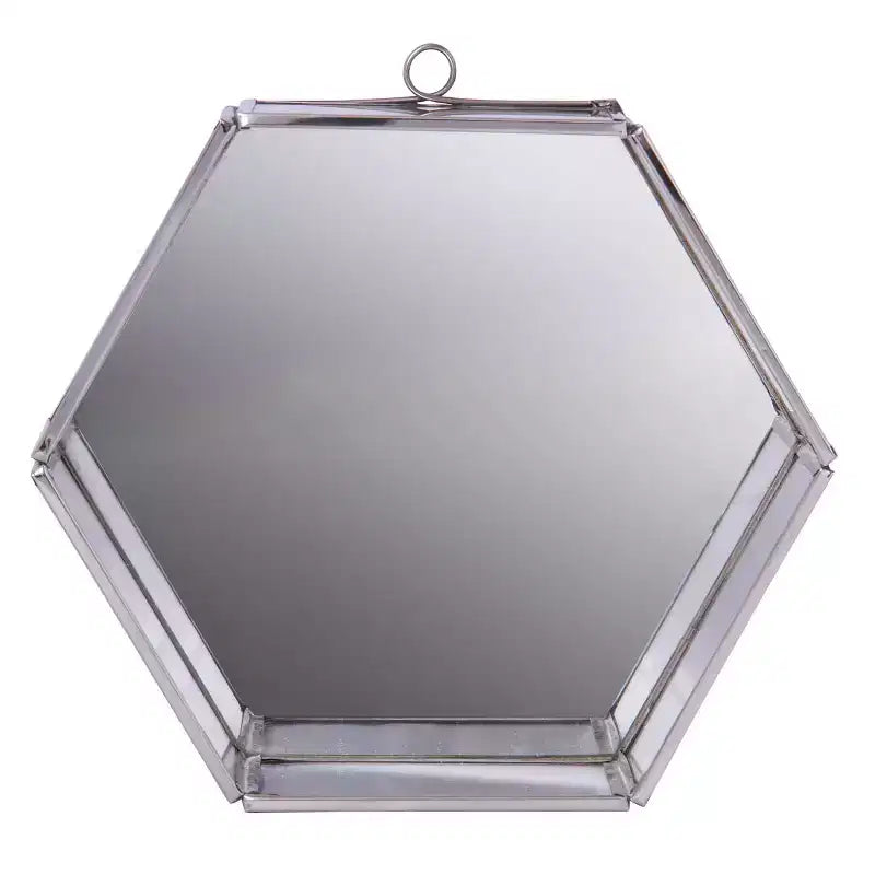 HomeRoots 8 Silver Hexagon Steel Framed Accent Mirror
