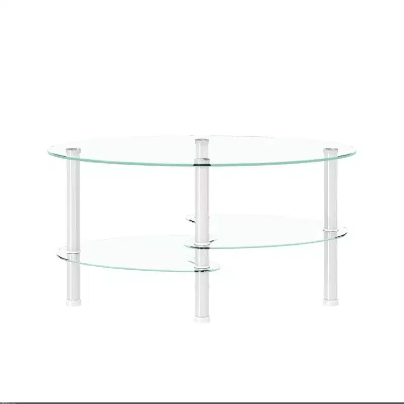 Table basse rectangulaire en verre trempé blanc avec pieds en acier inoxydable, 1 pièce