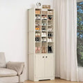 GARPROVM 10-Tier Modern White Shoe Cabinet with Adjustable Shelves - 24 Cubbies & Enclosed Storage, Space-Saving Vertical Storage