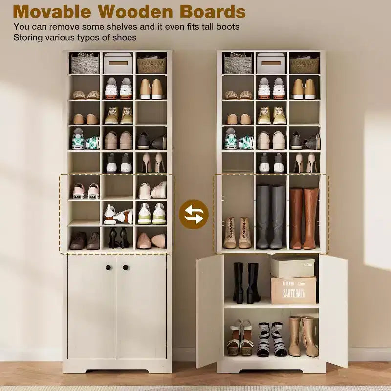 Meuble à chaussures blanc, 10 niveaux, autoportant, jusqu'à 24 paires