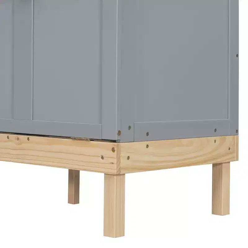 Lit escamotable Queen gris/blanc, se plie en armoire, 2 couchages