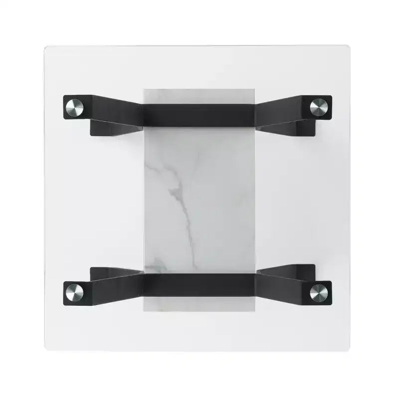Table d'appoint carrée noire avec plateau en verre