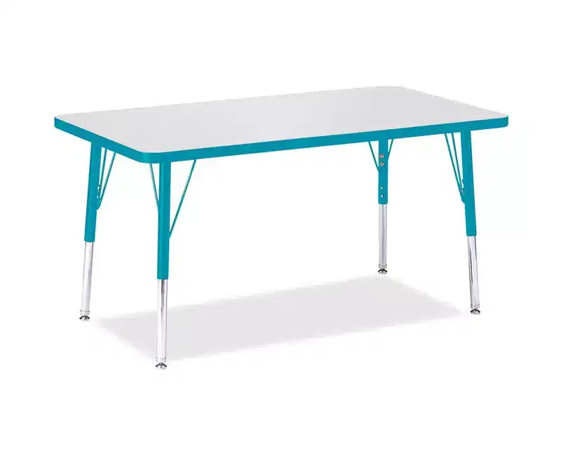 Table d'activité rectangulaire bleue pour enfants, cadre en acier, 1 à 4 utilisateurs, 61 x 91 cm