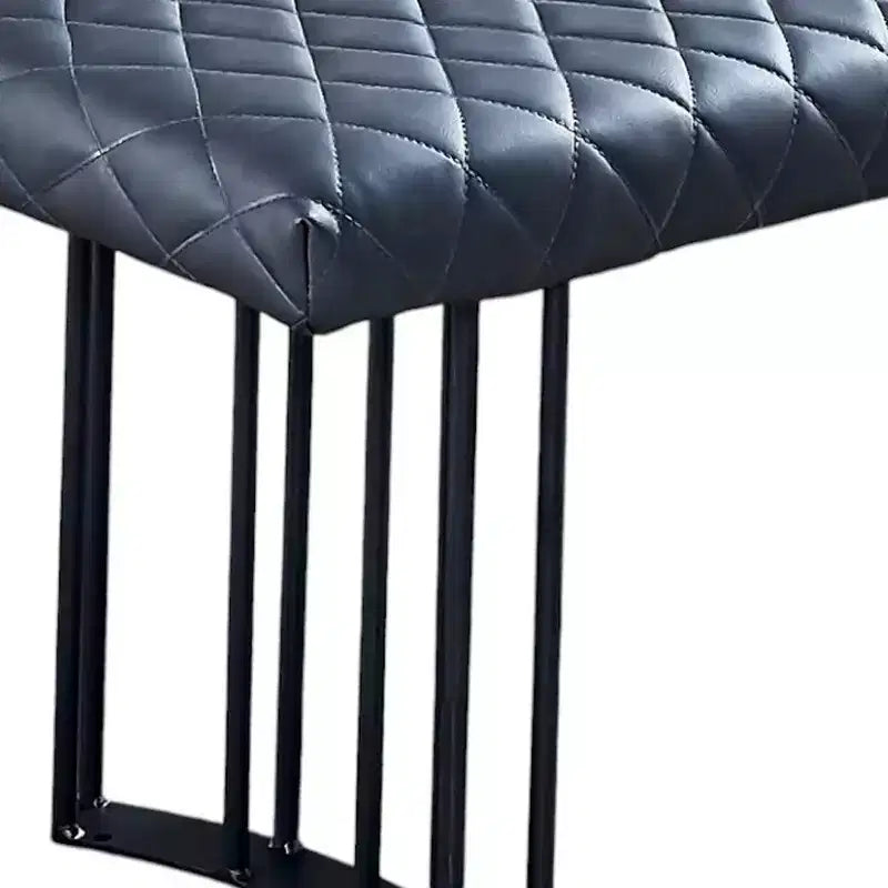 HomeRoots 47 Dark Gray and Black Faux Leather Upholstered Dining Bench