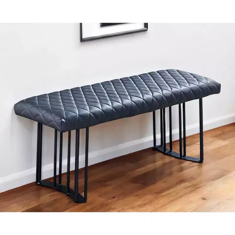 Banc de salle à manger capitonné en similicuir gris foncé, 2 places