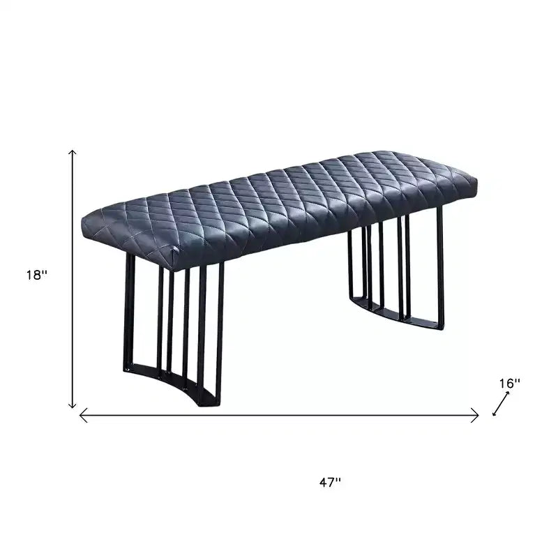 Banc de salle à manger capitonné en similicuir gris foncé, 2 places