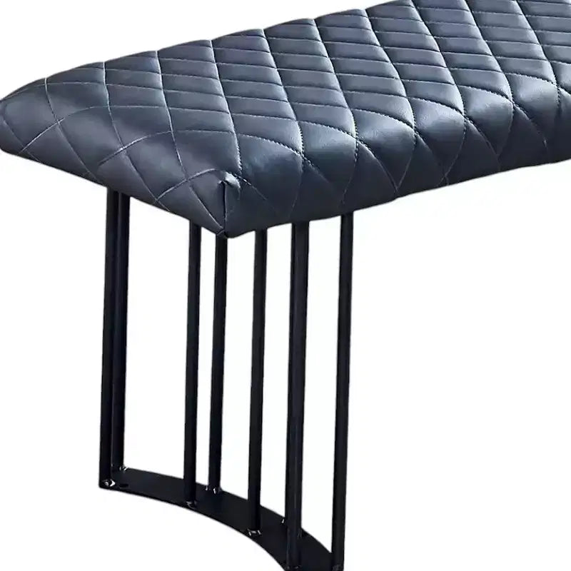Banc de salle à manger capitonné en similicuir gris foncé, 2 places