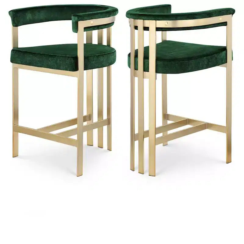 Meridian Furniture,Marcello Green Velvet Counter Stool, Set of 2