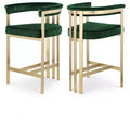Meridian Furniture,Marcello Green Velvet Counter Stool, Set of 2