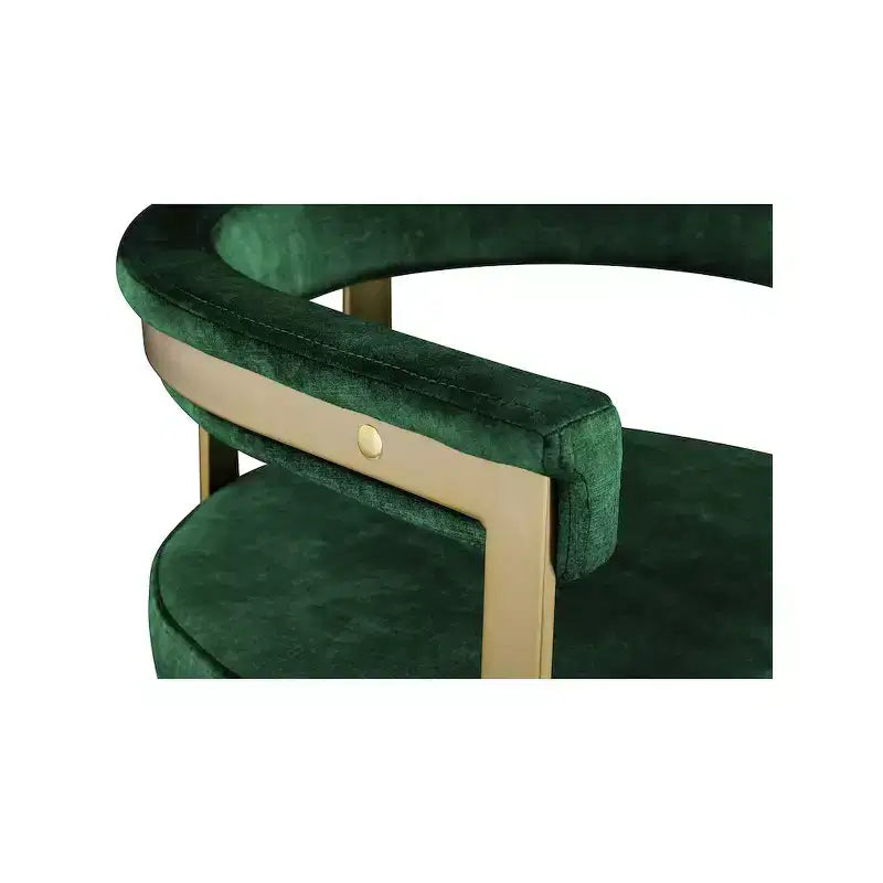 Tabouret de comptoir en velours vert avec accoudoirs, lot de 2