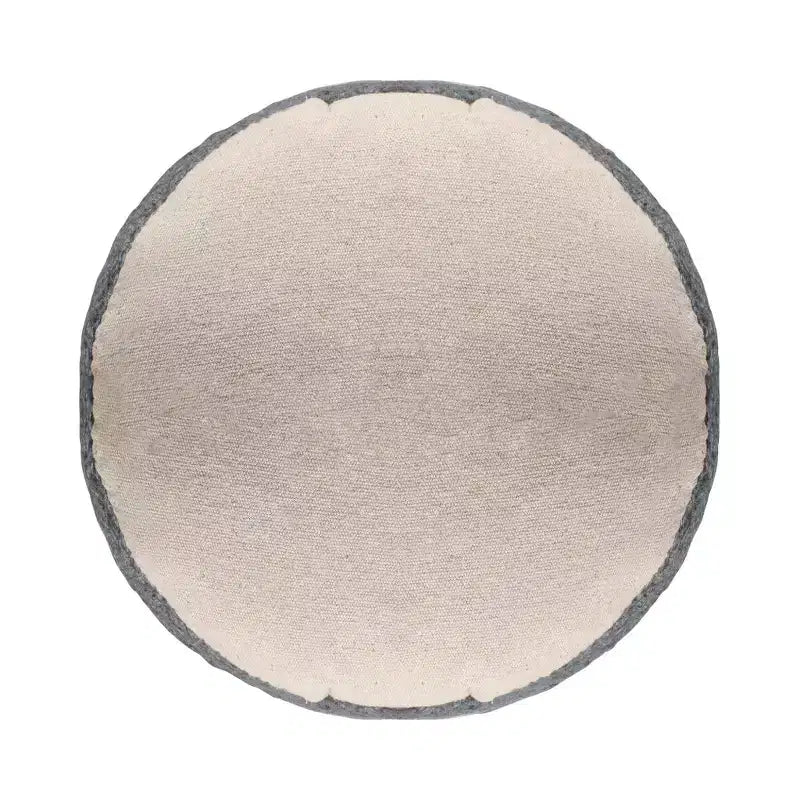 Pouf Cylindrique Rayé Naturel et Gris – Mélange de Jute, Siège Unique