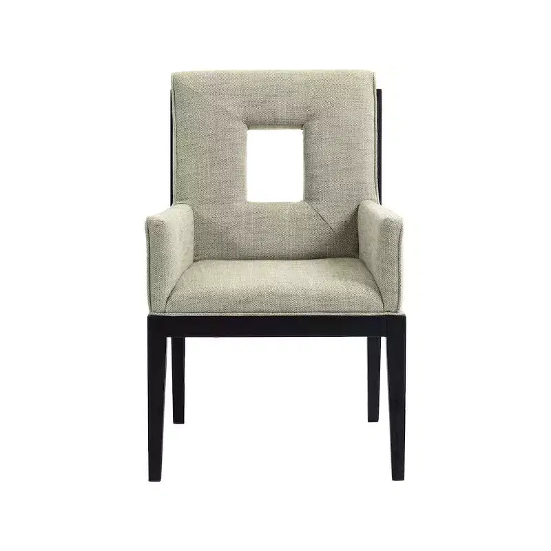 Fauteuil de salle à manger en tissu texturé lin Cognac / Vert / Gris – 1 place