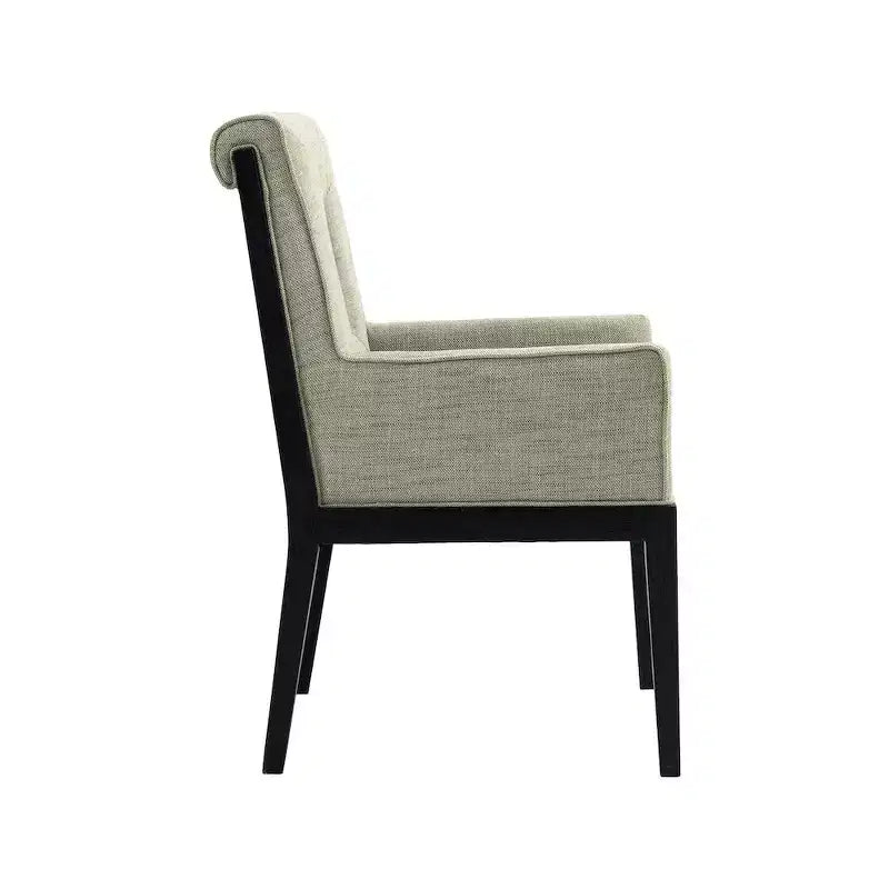 Fauteuil de salle à manger en tissu texturé lin Cognac / Vert / Gris – 1 place