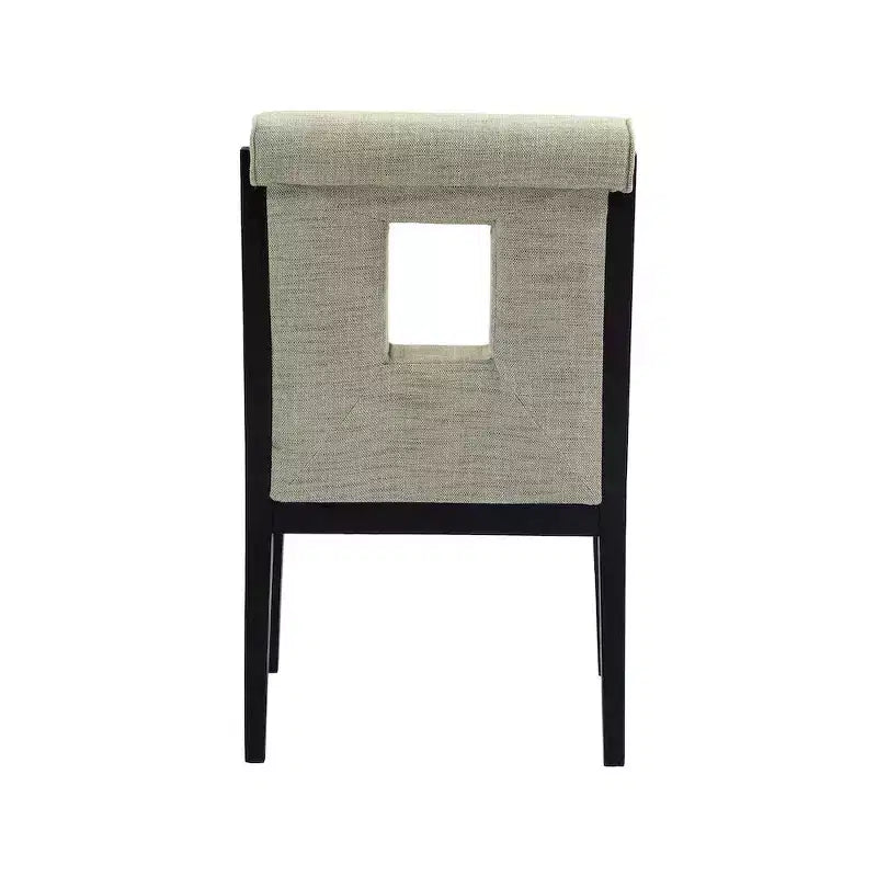 Fauteuil de salle à manger en tissu texturé lin Cognac / Vert / Gris – 1 place