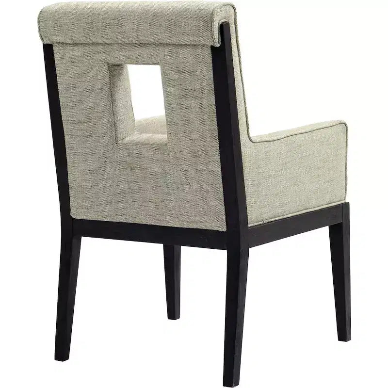 Fauteuil de salle à manger en tissu texturé lin Cognac / Vert / Gris – 1 place