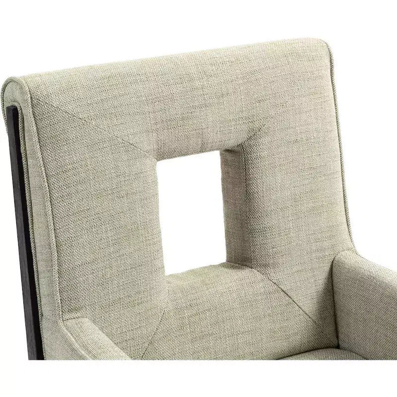 Fauteuil de salle à manger en tissu texturé lin Cognac / Vert / Gris – 1 place
