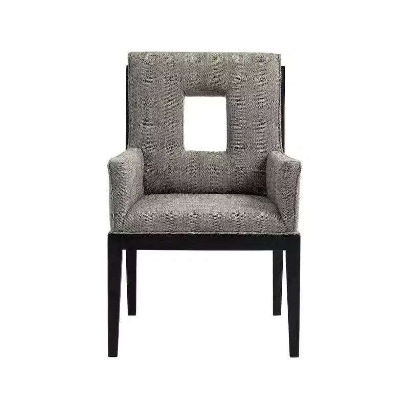 Fauteuil de salle à manger en tissu texturé lin Cognac / Vert / Gris – 1 place