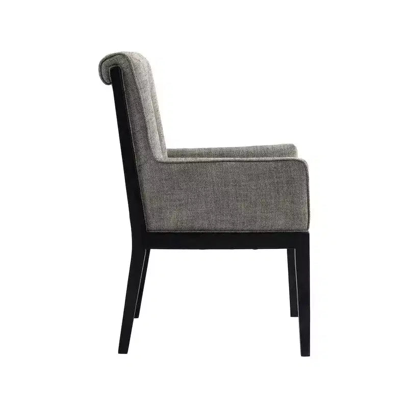 Fauteuil de salle à manger en tissu texturé lin Cognac / Vert / Gris – 1 place
