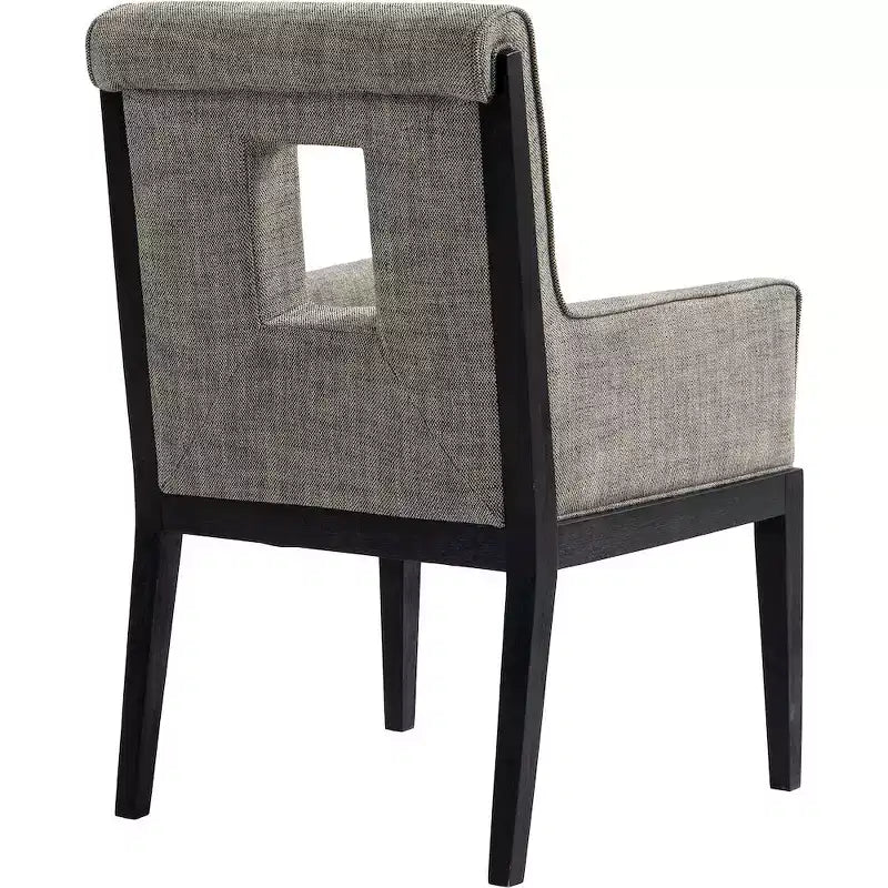 Fauteuil de salle à manger en tissu texturé lin Cognac / Vert / Gris – 1 place
