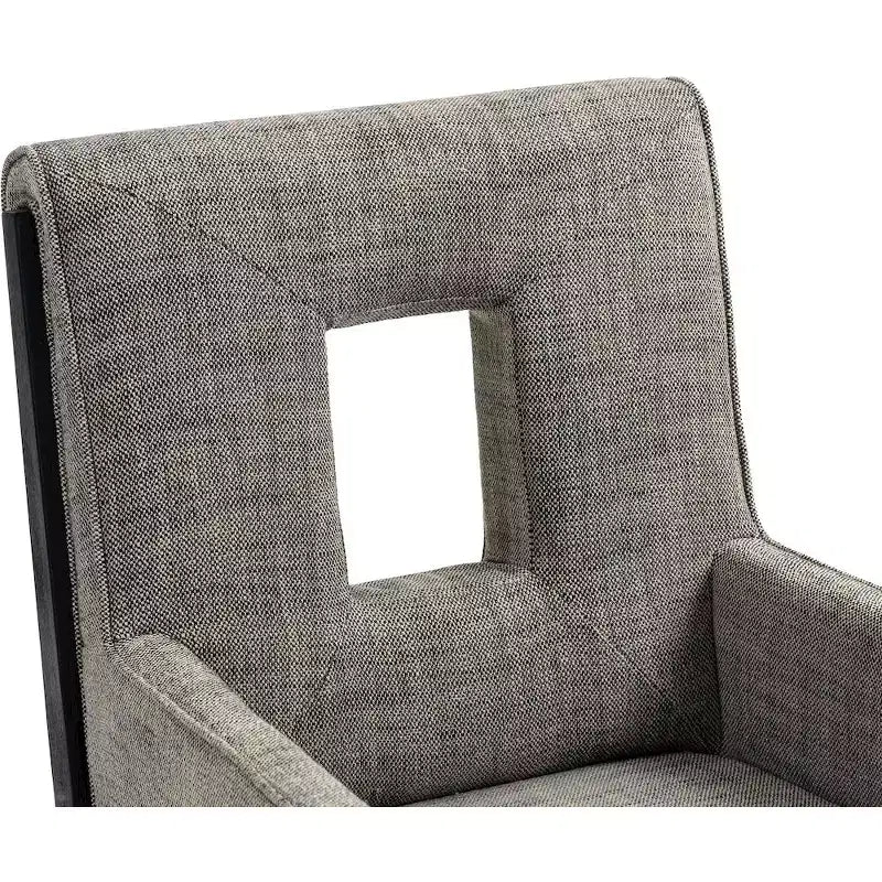 Fauteuil de salle à manger en tissu texturé lin Cognac / Vert / Gris – 1 place