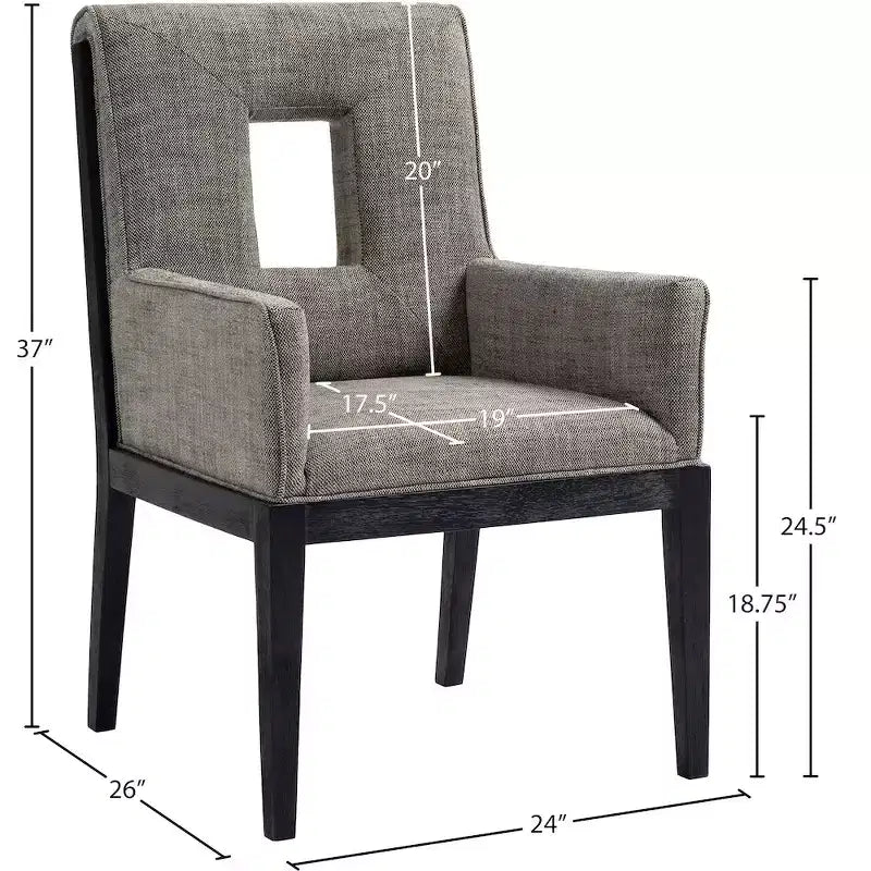 Fauteuil de salle à manger en tissu texturé lin Cognac / Vert / Gris – 1 place
