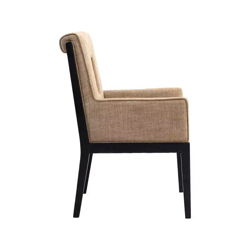 Fauteuil de salle à manger en tissu texturé lin Cognac / Vert / Gris – 1 place