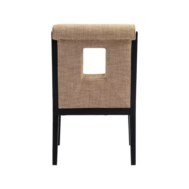 Fauteuil de salle à manger en tissu texturé lin Cognac / Vert / Gris – 1 place