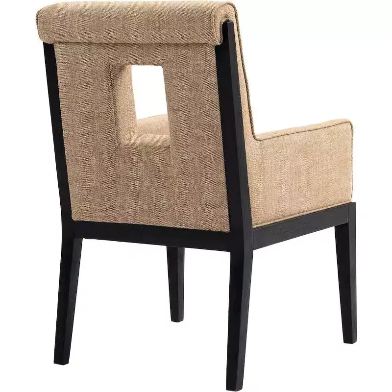Fauteuil de salle à manger en tissu texturé lin Cognac / Vert / Gris – 1 place