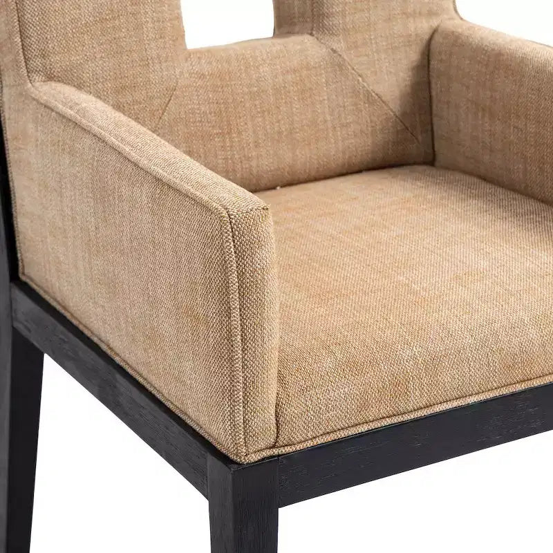 Fauteuil de salle à manger en tissu texturé lin Cognac / Vert / Gris – 1 place