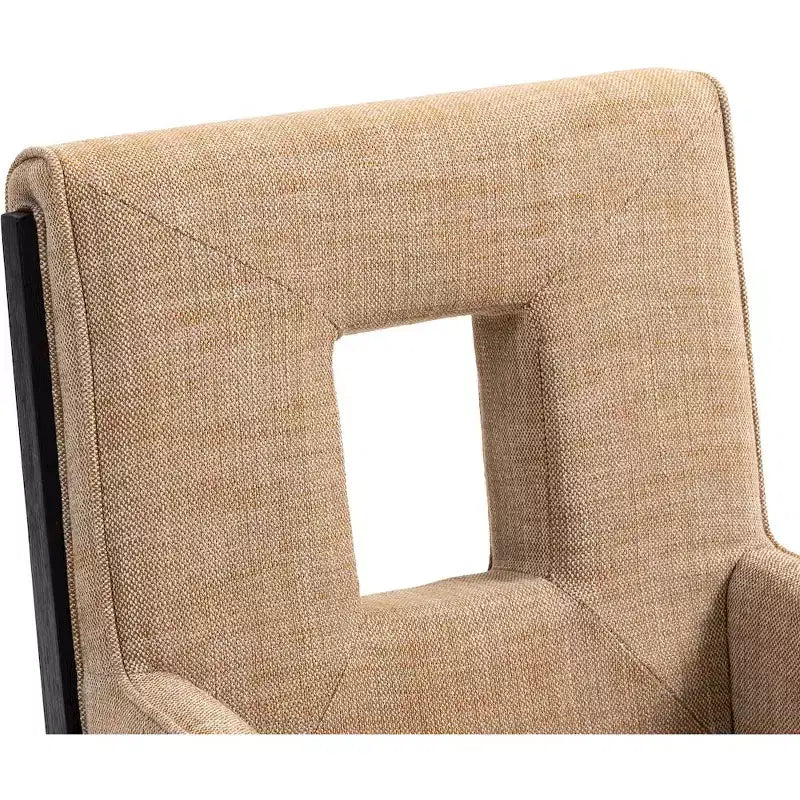 Fauteuil de salle à manger en tissu texturé lin Cognac / Vert / Gris – 1 place