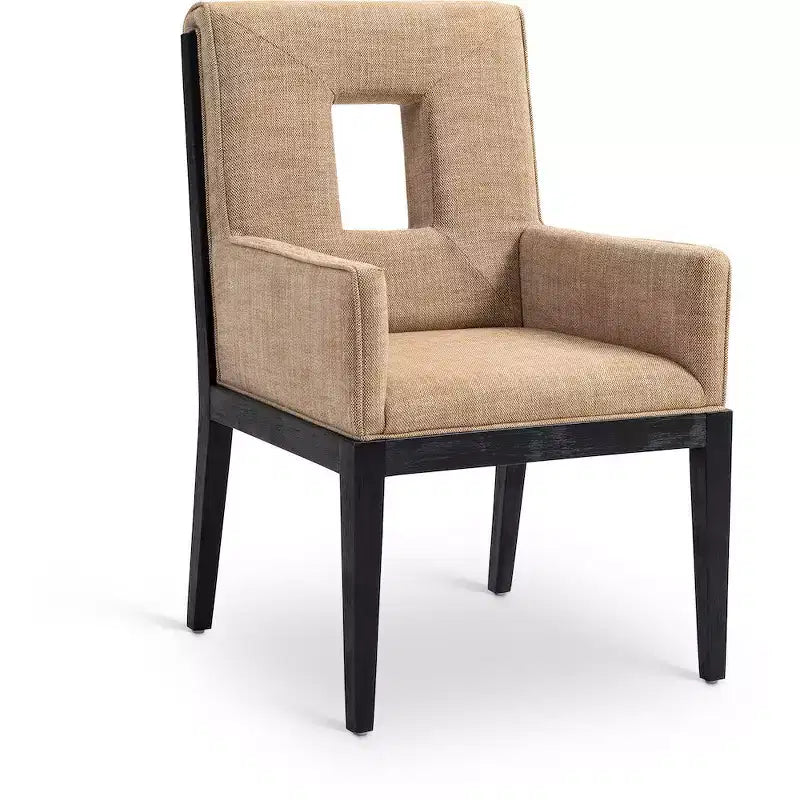 Meridian Furniture,Gwendolyn Linen Textured Fabric Dining Arm Chair
