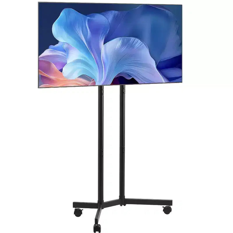 Rolling TV Stand for 32-65 Inch Screens, Height Adjustable Mobile TV Cart with Wheels, Portable Monitor Stand Holds 88 lbs, Max VESA 400x400