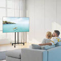 Meuble TV roulant en métal noir, écran unique, pour téléviseurs de 32 à 65 po